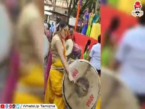 ful screen status dhol performance by cute indian young girls status